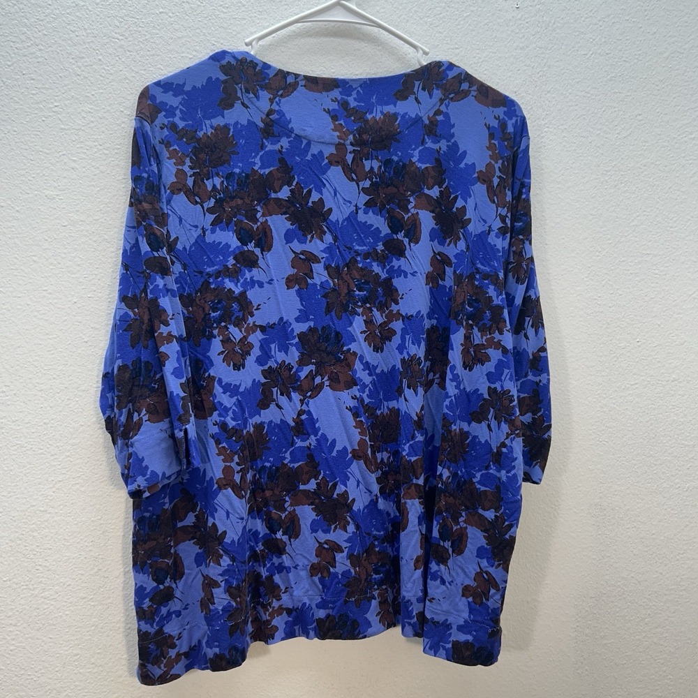 J. Jill Wearever Collection Jersey Knit Floral Tunic Top Womens Size XL Stretchy - Picture 4 of 5